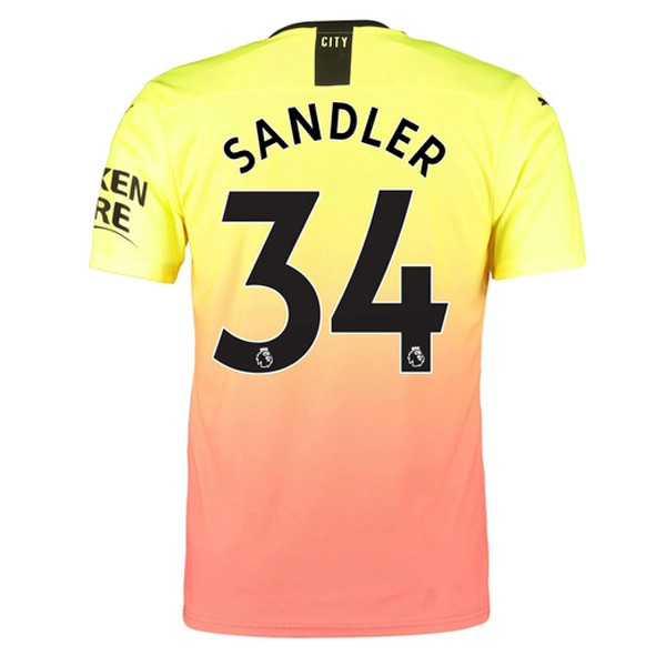 Camiseta Manchester City NO.34 Sandler Tercera equipo 2019-20 Naranja